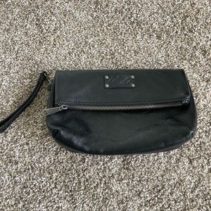Black leather wristlet Patricia Nash